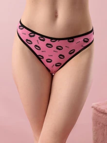 Bonmuse 3pcs/Pack Women's Lip Print Back Crisscross Thong Panties - Multicolor - View 4