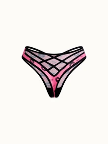 Bonmuse 3pcs/Pack Women's Lip Print Back Crisscross Thong Panties - Multicolor - View 9