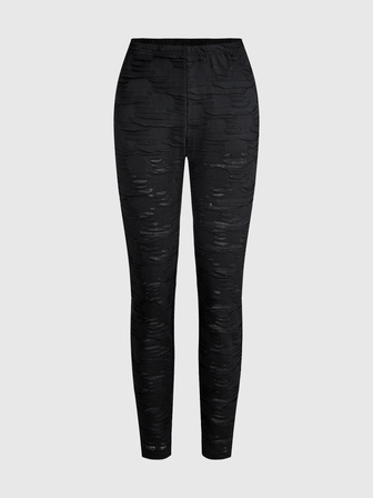 Goth Pantalones lápiz ajustados de punto elástico con efecto desgastado estilo gótico palaciego para mujer, otoño/invierno