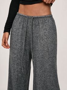 SHEIN BASICS Women Pants Lounge Gray Autumn Lounge Casual Lounge - Black - View 3