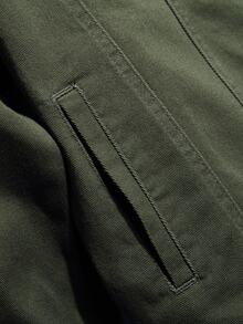 Fenqiro Plus Size Men's Solid Color Cargo Pockets Long Sleeve Plain Casual Dark Denim Jacket, Spring Autumn, For Work Work Going Out Hiking Urban - Army Green - View 4