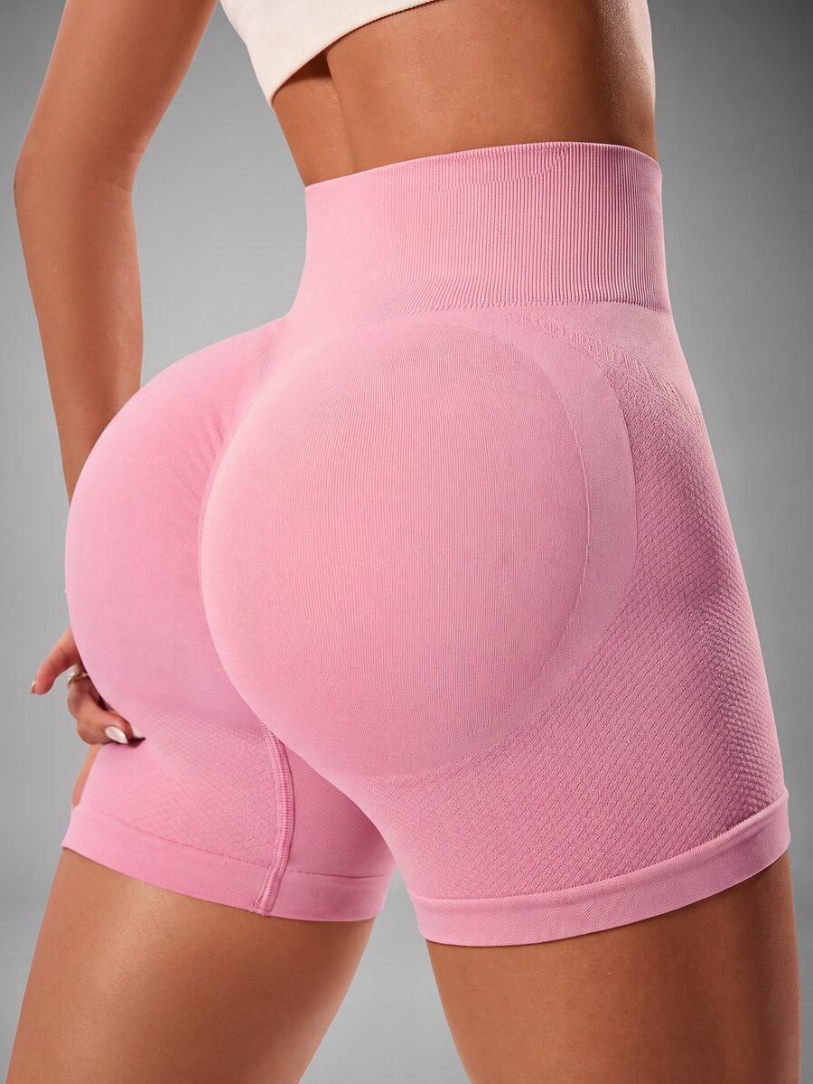Slayform Slayform Wideband Waist Ribbed Knit Sports Shorts Legging Shorts Stretchy ShortsWomen Sweat Short, Gym Short, Biker Short - Pink - View 1