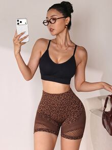 Slayform Slayform 1 chiếc quần short tập luyện cơ bản màu đen, thiết kế lưới thoáng khí, không đường may, thích hợp cho tập thể dục/yoga. - màu nâu - Xem 5