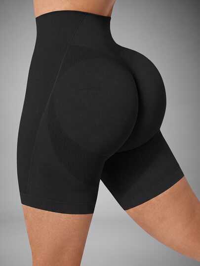 Slayform Slayform Seamless High Stretch Slim Fit High Waist Sports Shortsbiker Shorts Black Shorts