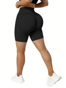 Slayform Slayform Seamless High Stretch Slim Fit High Waist Sports Shortsbiker Shorts Black Shorts - Black - View 7