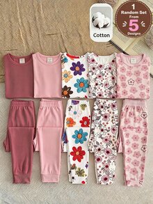 SHEIN 少女針織軟綿圓領長袖套頭上衣＋彈性腰緊身長褲兩件套 - 彩色 - 查看 9