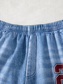 2件組女童大童運動衫套裝 返校季美式復古特殊數位印花工藝運動衫套裝，兒童半拉鍊立領長袖上衣 + 寬腿褲兩件套，大童街頭運動棒球風字母印花休閒冬季穿搭 - 彩色 - 查看 3
