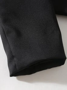 SHEIN 青少年女孩黑色翻領長袖短版西裝外套，秋季休閒學院風純色外衣 - 黑色 - 查看 5