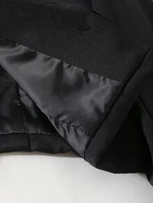 SHEIN 青少年女孩黑色翻領長袖短版西裝外套，秋季休閒學院風純色外衣 - 黑色 - 查看 8