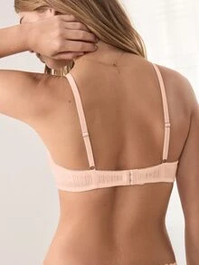 Ocili 100%純棉提花拼接舒適休閒日常迷你罩杯女款內衣 - 粉色 - 查看 3
