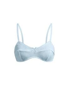 Ocili 100%純棉提花拼接舒適休閒日常迷你罩杯女款內衣 - 藍色 - 查看 8