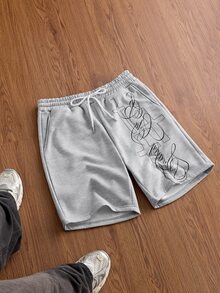 NORVETH Men's Summer Casual Loose Fit Standard Size Shorts Grey Print Elastic Waist - Grey - View 2