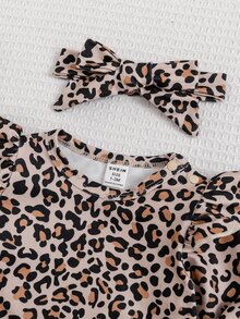 SHEIN Vintaside Kids 新生兒全身印花嬰兒連身衣，休閒可愛針織舒適連身褲，附贈髮帶 - 彩色 - 查看 5