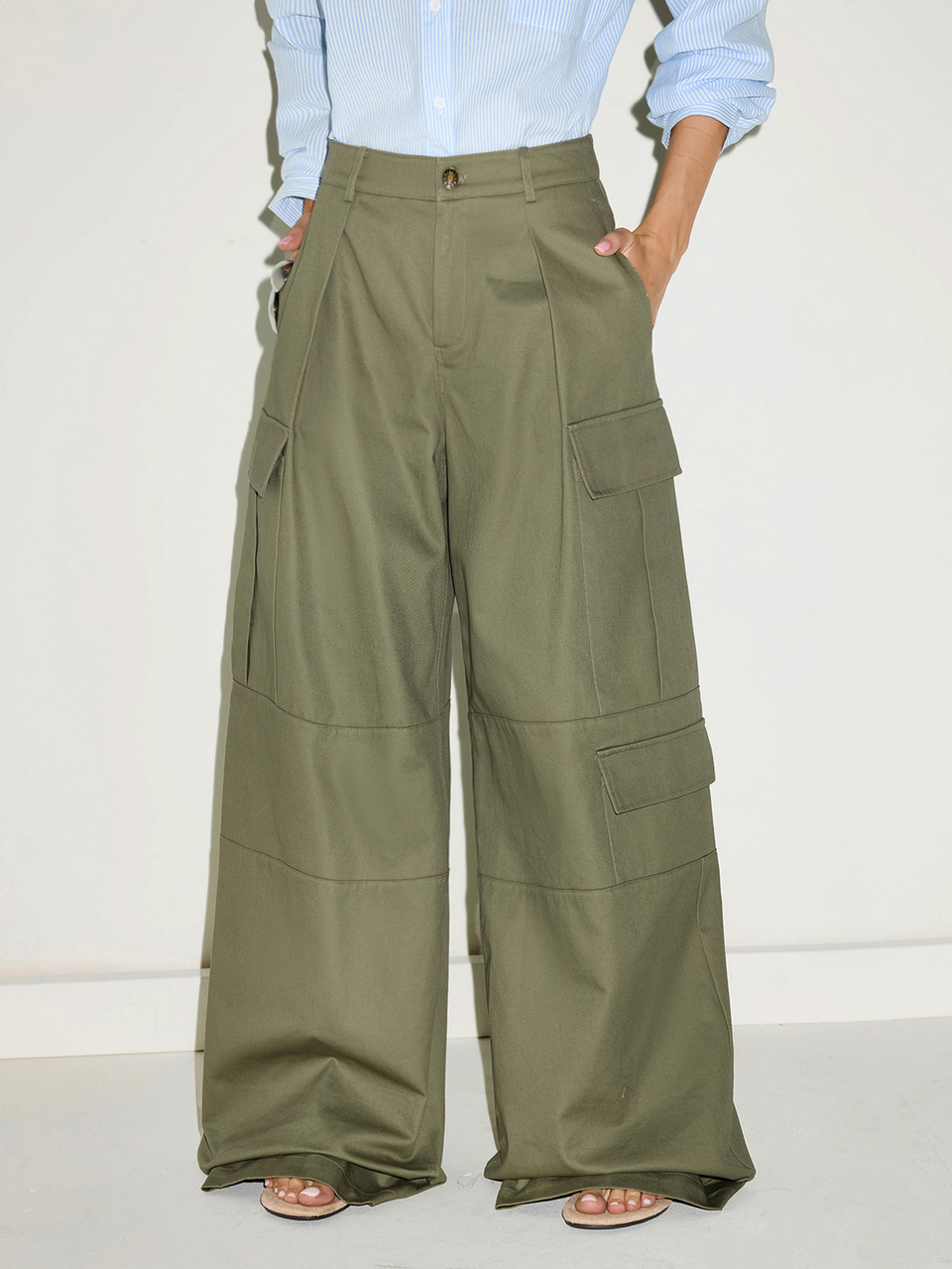 MOTF CHIC FRENCH RELAXED COTTON CARGO WIDE LEG PANTS, AUTUMN/WINTER, BACK TO SCHOOL