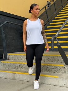SAYEHFBABY Women's Solid Color Round Neck Casual Fitness Knit Sportswear Tank Top - White - View 5