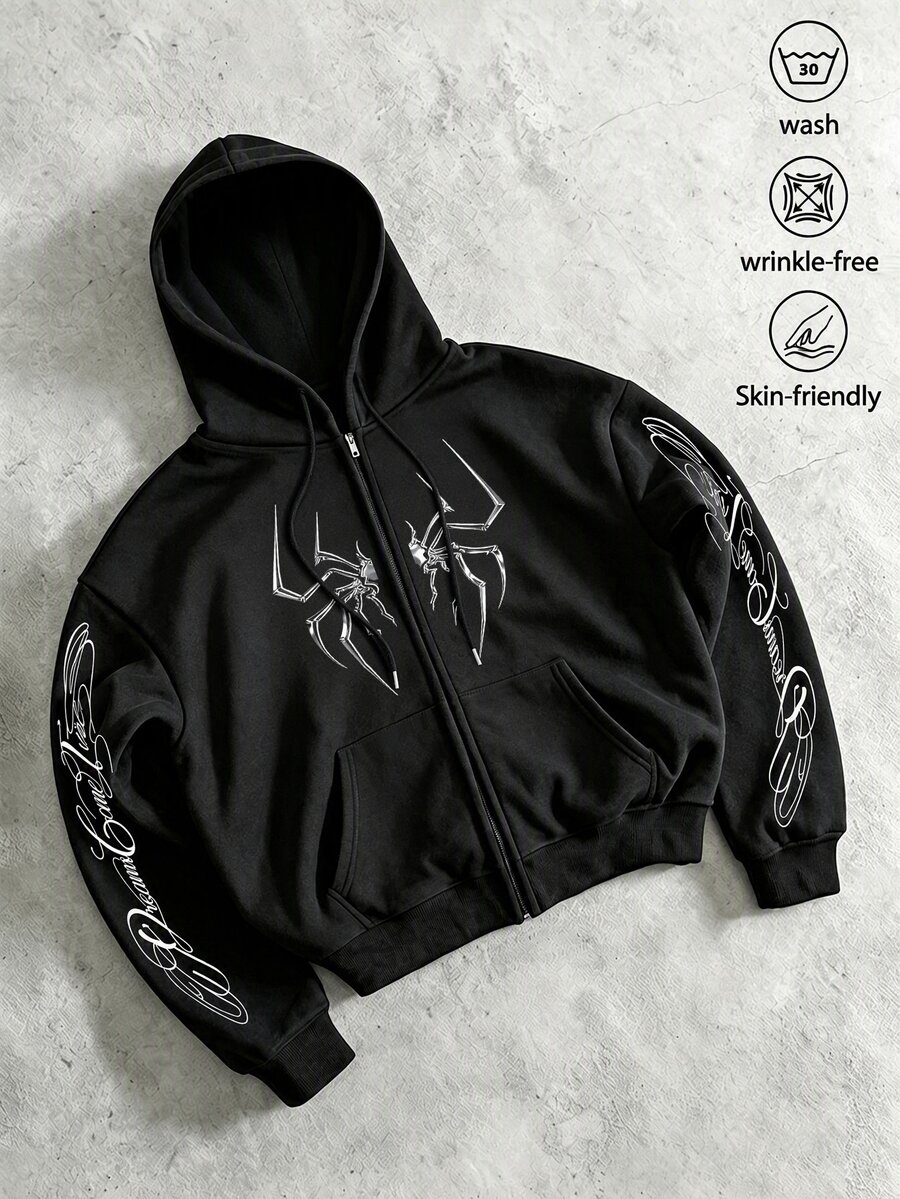 Gym Rark Men's Spider Pattern Casual Daily Hooded Sweatshirt,Halloween, Gym - Multicolor - View 1