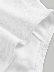SHEIN MOD Lace Floral Patchwork Long Sleeve Women's Top - White - View 3