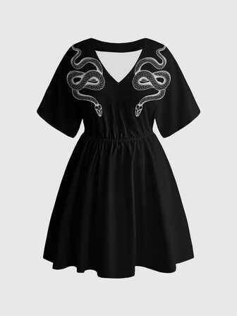 Gothic Dark Snake Dark Punk Hot Girl Gothic Mysteriöses V-Ausschnitt Große Größen Kleid