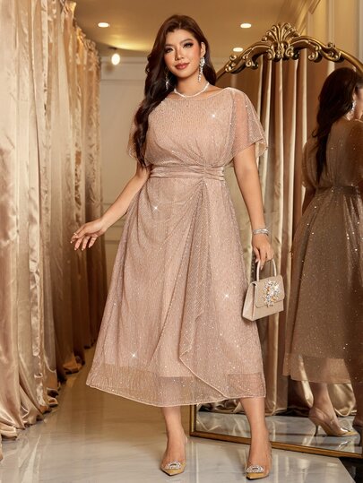 Reflora Plus Size Women's Dress Spring Women's Dress Summer Women's Dress Elegant Women's Dress Romantic Women's Dress Purple Women's Dress Flowy Women's Dress Chiffon Women's Dress Midi Women's Dress Ruched Women's Dress