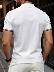 Manfinity Homme 男士夏季休閒短袖 Polo 衫 - 白色 - 查看 2