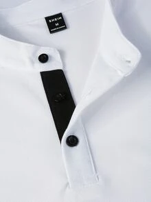 Manfinity Homme 男士夏季休閒短袖 Polo 衫 - 白色 - 查看 5
