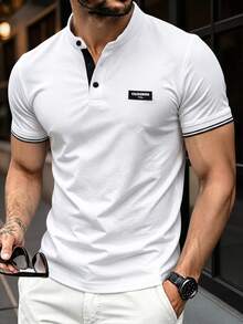 Manfinity Homme 男士夏季休閒短袖 Polo 衫 - 白色 - 查看 1