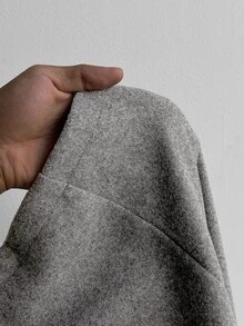 Maweii معطف صوف أنيق بأكمام طويلة وفتحة مزدوجة مقاس كبير - رمادي - مشاهدة 8