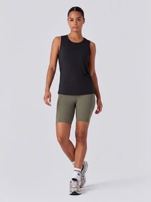 Easithlete Women's Solid Color Casual Modest Athleisure Versatile Daily Travel Sports T-Shirt Gym All Black Summer Gym - Black - View 6