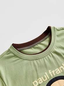 Paul Frank X ROMWE Y2K Retro Hot Girl All-Match Versatile Contrast Color 2 In 1 Print Long Sleeve T-Shirt - Green - View 11