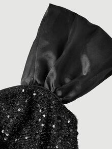 SHEIN MOD Elegante Vestido Corto Negro con Lentejuelas y Hombros Descubiertos Talla Grande para Eventos de Fiesta Nocturna de Mujeres,Vestidos de Noche de Lujo para Bodas,Vestido de Regreso a Casa,Vestido de Año Nuevo - Negro - Ver 6