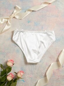 Elorette White Lace Patchwork Floral Pattern Bow Romantic Elegant Women's Triangle Panties - White - View 2