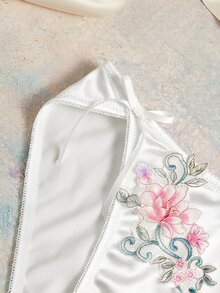 Elorette White Lace Patchwork Floral Pattern Bow Romantic Elegant Women's Triangle Panties - White - View 4