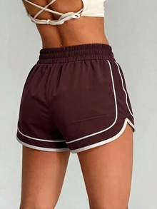 SHEIN Dewbera Women's Summer Colorblock White And Yellow Loose Casual Athletic Modest Sports Shorts Gym - Bronze - View 2