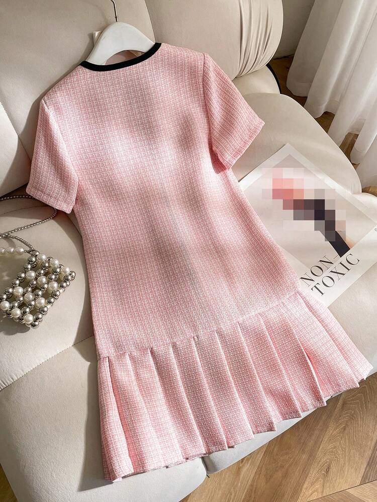 Tween Girls 1pc Girls' Summer Dusty Pink Elegant Cute Holiday Party School Birthday Cardigan Mini Dress, Casual, Graduation, Outfit - Pink - View 2