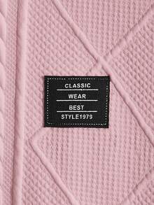 Manfinity RebelGame Men's Texture Knit Casual Long Sleeve T-Shirt, Summer, Fall, 2000s Style, Couple Things, Vacation, Father's Day Gifts, Football - Pink - View 4