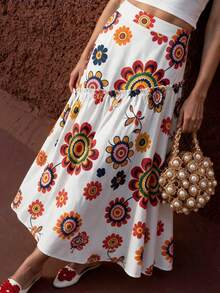 Flora Isola Flora Isola Rok Berenda Motif Bunga Putih untuk Kencan, Liburan Musim Panas, Gaya Boho Vintage - MultiWarna - View 3