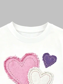 Young Girl 2pcs Set Casual Fashion Spring/Summer Girls Short Sleeve Dress Outfit, Sweet Cool Pink Patchwork Heart Pattern, Short Sleeve Round Neck T-Shirt Design And Patchwork Pink Cargo Skirt, Summer Must-Wear Choice, Easy Comfortable, Fashionable Girl Outfit, Spring/Summer Set - Multicolor - View 4