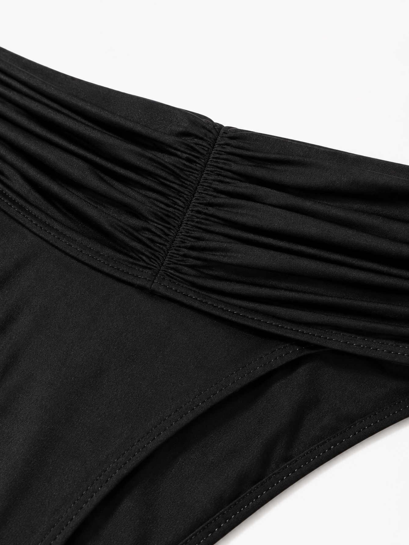 Black Beach Bikini Bottom Ruched Waist Vacation, view 3
