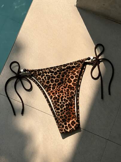Women Leopard Print Beach Bikini Bottom Beach Vacation Summer