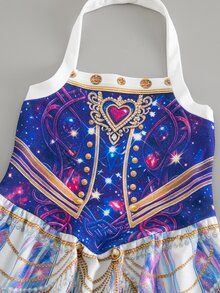 SHEIN 少女休閒時尚波點掛脖A字洋裝 - 彩色 - 查看 3