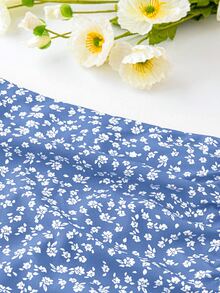 DreamSkyne 大码夏季休闲度假花卉印花裙配侧抽绳度假沙滩装女装 - 藍色 - 查看 5