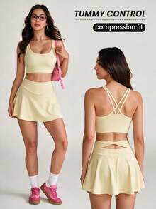 Dewbera Dewbera CourtClass Women's Supportive Sports Bra, Suitable For Exercise And Training - Light Yellow - View 1