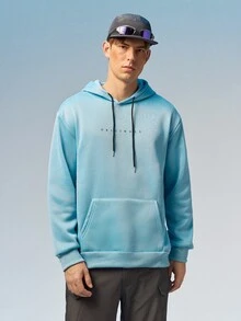 Caldwick Men's Hooded Sweatshirt With Letter Print And Drawstring, For Fall, Long Sleeve Top - Baby Blue - View 5