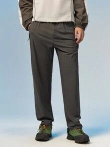 Caldwick Men's Summer Jogging Pants, With Zipper Pockets And Elastic Drawstring Waistband, Minimalist Solid Color Fashion Sports Long Pants Fall - Grey - View 7