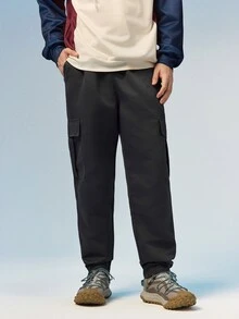 Caldwick 男士春秋多口袋工裝直筒長褲，純色寬鬆版型，適合健身、通勤與運動等多用途穿搭 - 灰色 - 查看 6