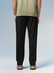 Caldwick 男士夏季慢跑長褲，附拉鍊口袋與彈性抽繩腰頭，親膚面料，休閒工作褲，黑色運動款 - 黑色 - 查看 4