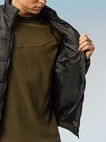 Caldwick Autumn/Winter Solid Color Stand Collar Thickened Warm Zipper Embossed Vest For Men, , Outdoor, Versatile Sleeveless Jacket, Couple Style Sports - Black - View 7