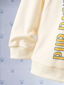 SHEIN | PAW Patrol 小男孩黃色拼色卡通小狗印花寬鬆衛衣套裝 秋季長袖上衣與長褲 返校休閒穿搭 - 黃色 - 查看 7