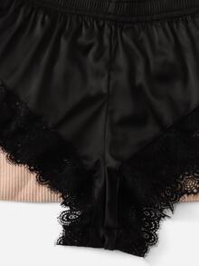 Lullawish Lace Triangle Top & Shorts PJ Set / Pajama Set - Black - View 5