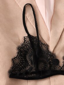 Lullawish Lace Triangle Top & Shorts PJ Set / Pajama Set - Black - View 4